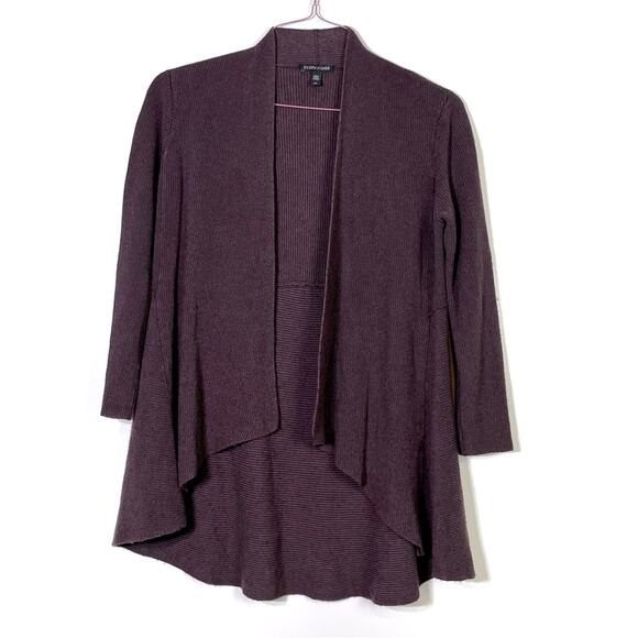 Eileen Fisher Silk/Cashmere Rib Flutter Front Cardigan Sweater Size Small EUC - Picture 1 of 6